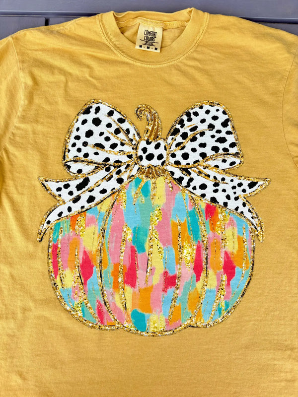 Colorful Coquette Bow Pumpkin Wholesale Tee