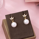 Cz Crystal Floral Pearl Drop Earrings | 80E61986