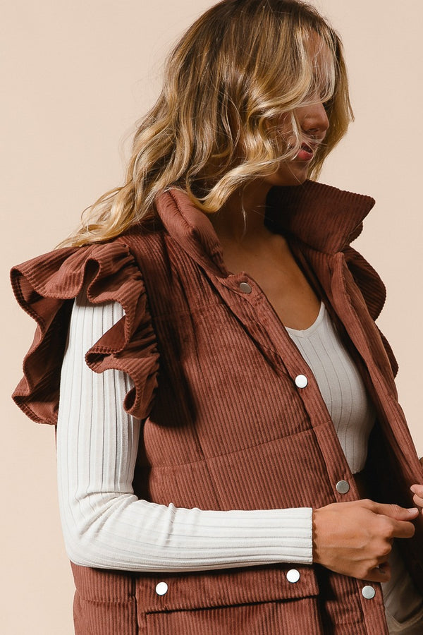 Puff Ruffle Corduroy Vest