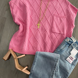 Always The One Diamond Knit  Pocket Sweater