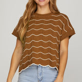 Between The Lines Scallop Sweater