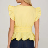 Girly Gaze Peplum Top | Lemon