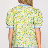 Poised in Petals Top | Yellow Blue