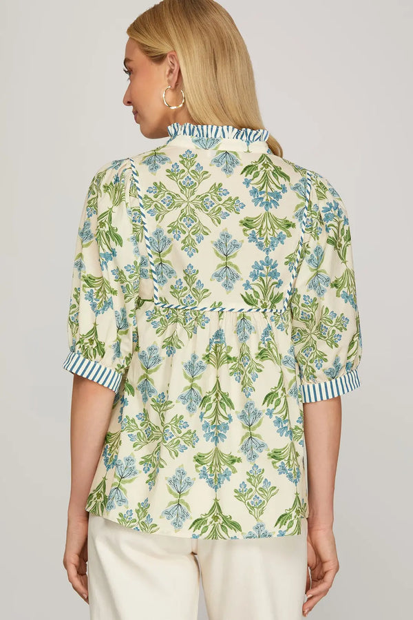 Among the Blue Petals Top