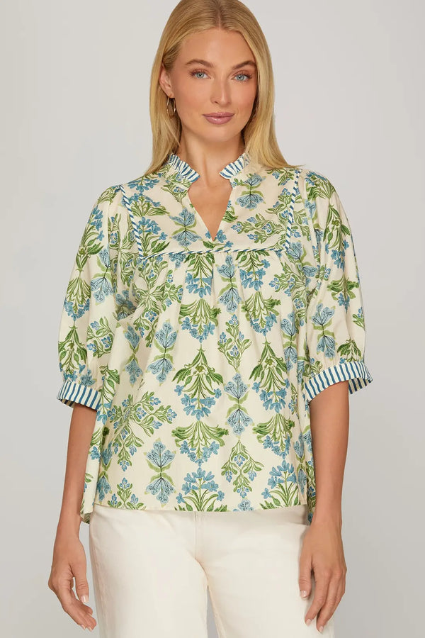 Among the Blue Petals Top