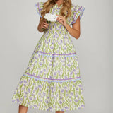 Tulip Fields Smocked Midi Dress | Lavender