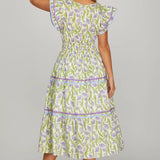 Tulip Fields Smocked Midi Dress | Lavender