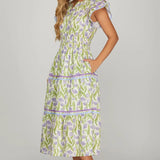 Tulip Fields Smocked Midi Dress | Lavender