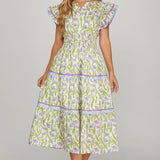 Tulip Fields Smocked Midi Dress | Lavender