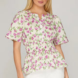 Pretty In Petals Peplum Top