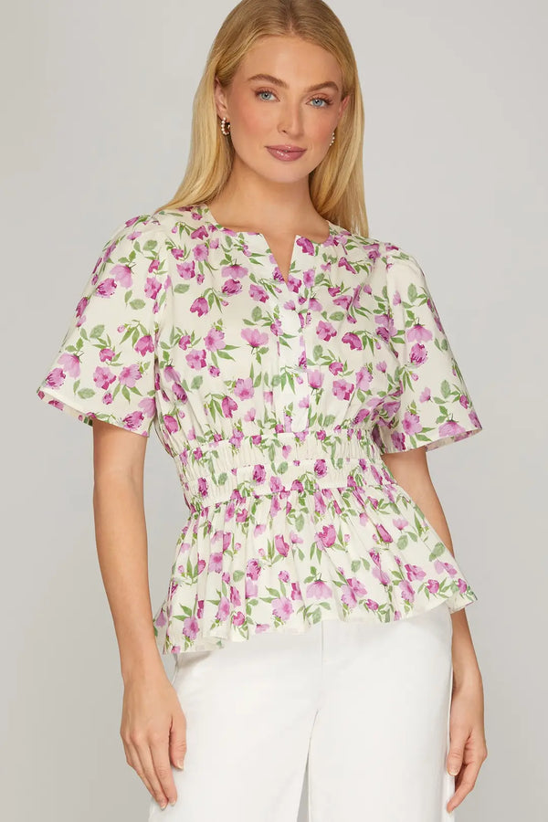 Pretty In Petals Peplum Top