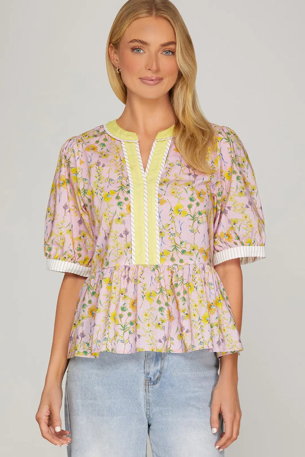The Buttercup Bloom Peplum Top