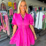 See You Smile Dress | Hot Pink