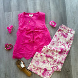 Pink and White Floral Pants