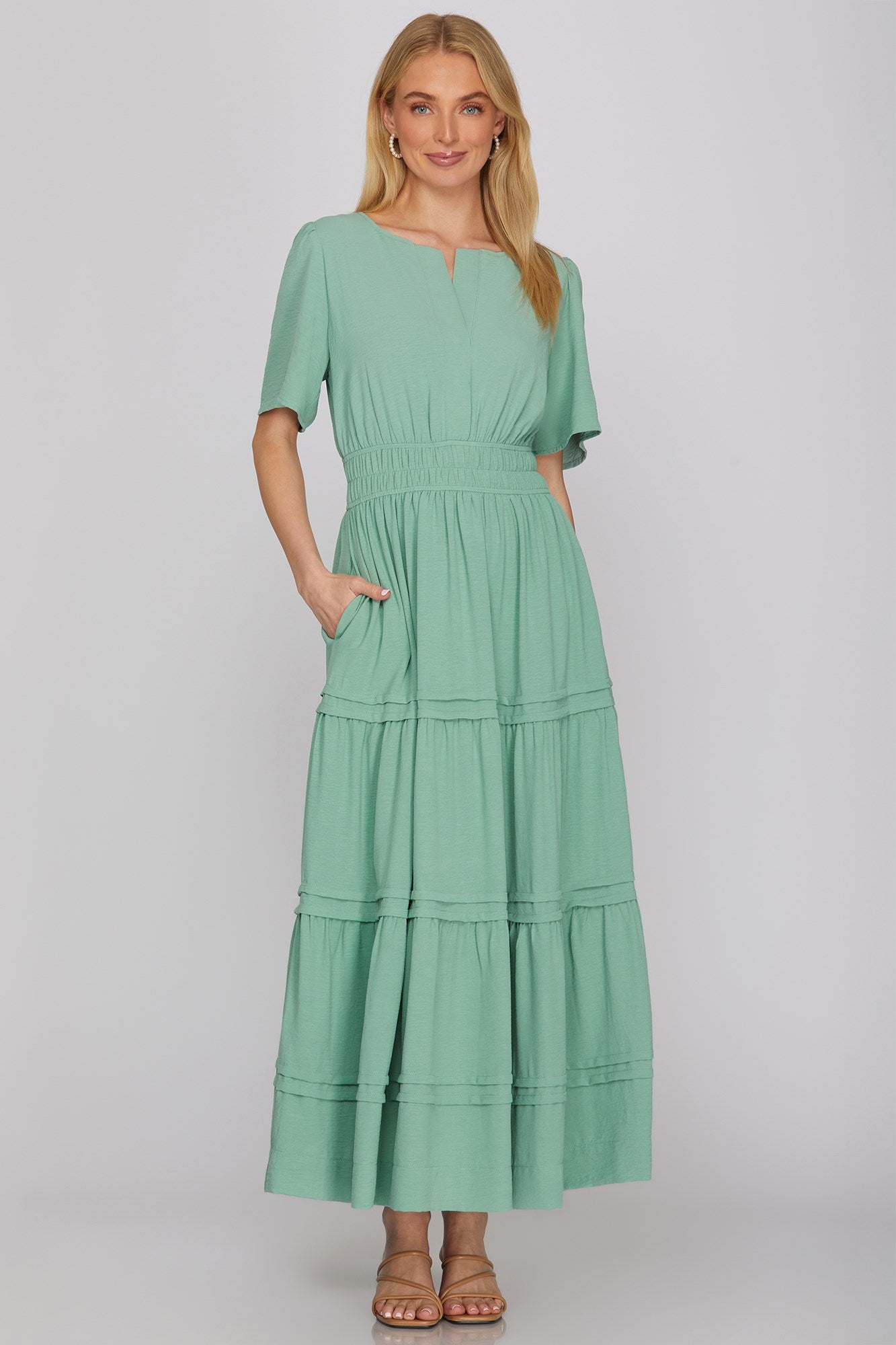 Graceful Days Tiered Midi Dress