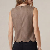 The Edge of Fall Studded Scallop Hem Top