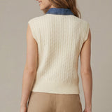 The Denim Detail Sweater Top