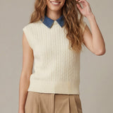 The Denim Detail Sweater Top