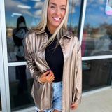 Serving It Up Metallic Button Up - Regular and Plus!