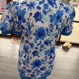 Blue Bloom Puff Sleeve Dress
