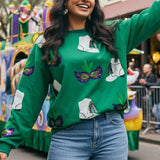 Mardi Gras Sequin Boot Sweatshirt