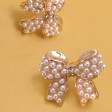 Pearl Bow Stud Earrings