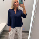 Navy Longer Sleeve Top