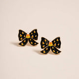 Candy Corn Bow Enamel Post Earrings Jewelry