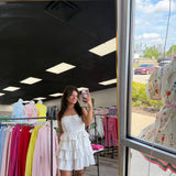 Game Daze Denim Strapless Dress - White