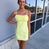 Gathered Bust Square Neck Smocked Back Dress