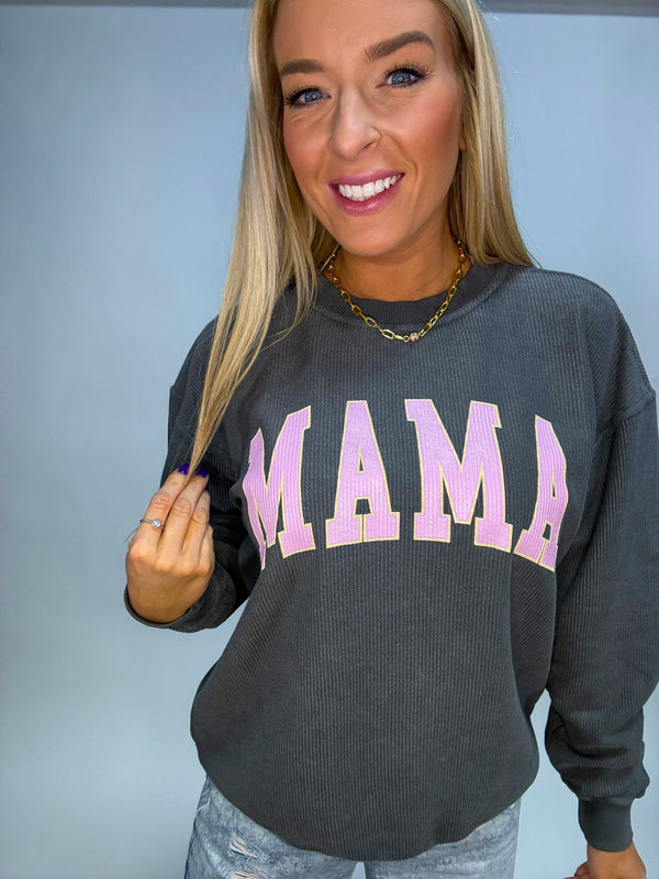 Black and Pink Mama Mineral Wash Sweatshirt