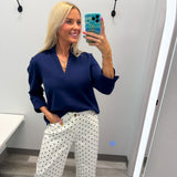 Navy Longer Sleeve Top