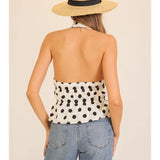 Polka Dot Halter Tie-Front Top