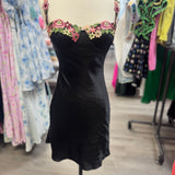 High Confidence Floral Trim Satin Dress