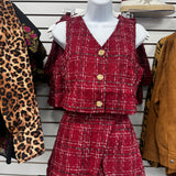 Burgundy Tweed Skort