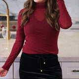 Keigan Mesh Top- Maroon Glitter