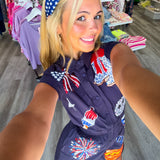 Red White And Blue Sequin Romper