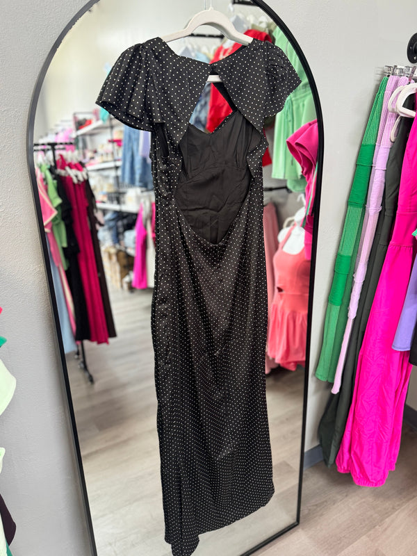 Satin Polka Dot Maxi Dress