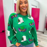 Mardi Gras Sequin Boot Sweatshirt