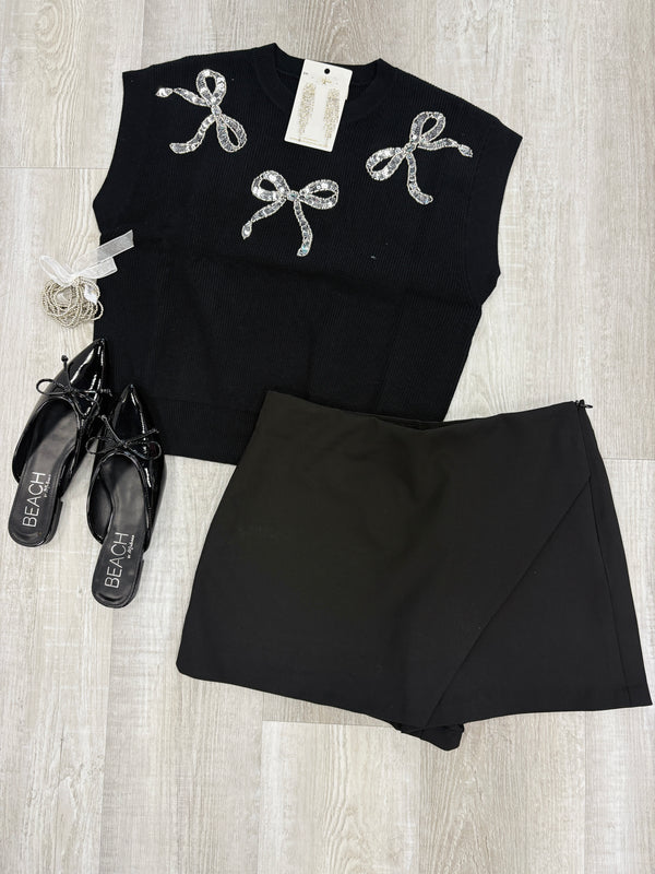 Bow Rhinestone Sweater