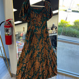 Autumn Affair Dress Velvet Maxi Dress | Teal Rust