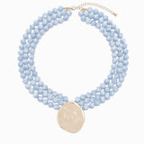 Marbled Bead Layered Statement Necklace