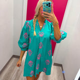 Teal Palm Mini Dress