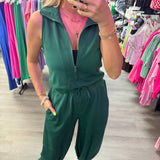 Hunter Green Zip Jumpsuit