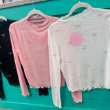 Mesh Rhinestone Bow Top