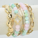 Beaded Clover Accent Jewelry Set Bracelet
