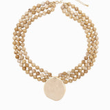 Marbled Bead Layered Statement Necklace