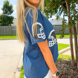 On the Field Sequin Helmet Football Head Top - Navy Silver
