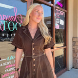 Howdy Babe Brown Denim Romper