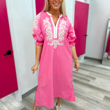 The Pink Luxe Embroidered Midi